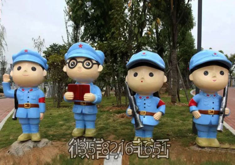 玻璃鋼卡通小八路軍雕塑