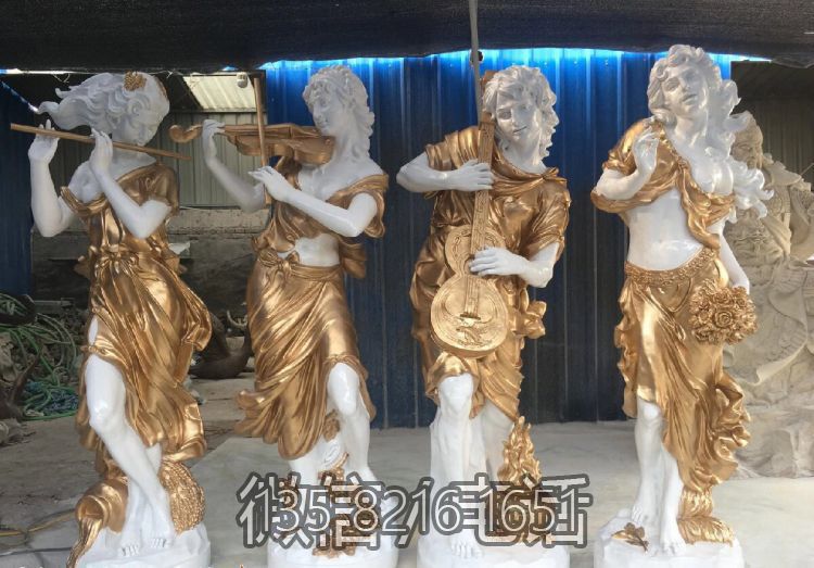 城市街道玻璃鋼吹拉彈唱人物雕塑