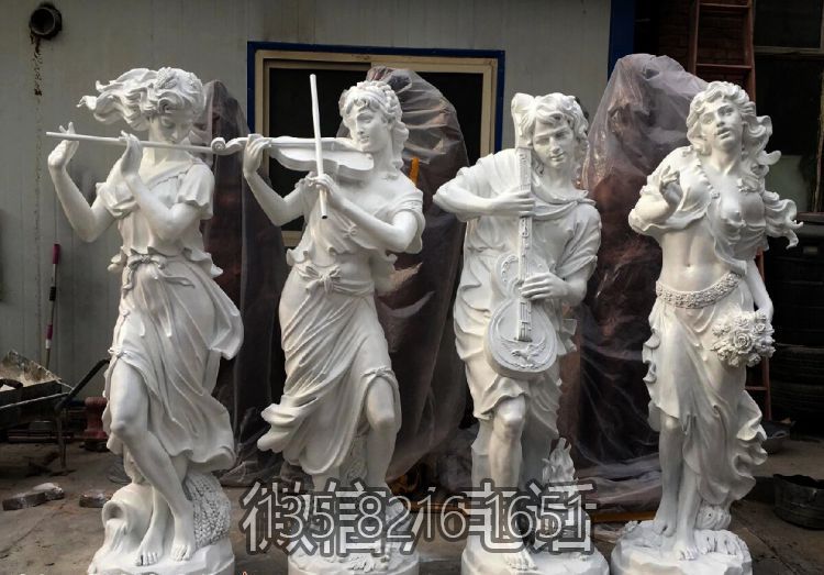 漢白玉吹拉彈唱人物雕塑