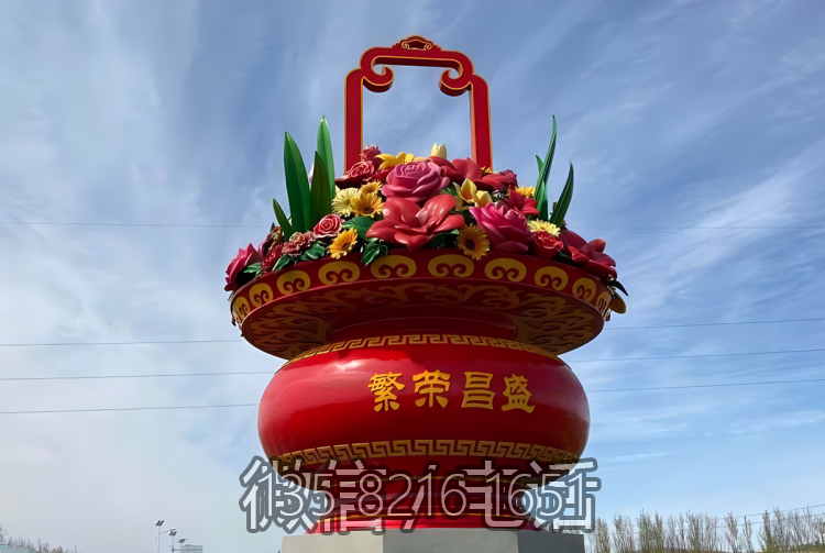 定制玻璃鋼大型花籃雕塑戶外天安門廣場公園花籃雕塑