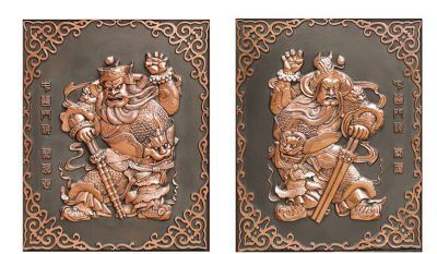 紫銅鍛造銅浮雕門神