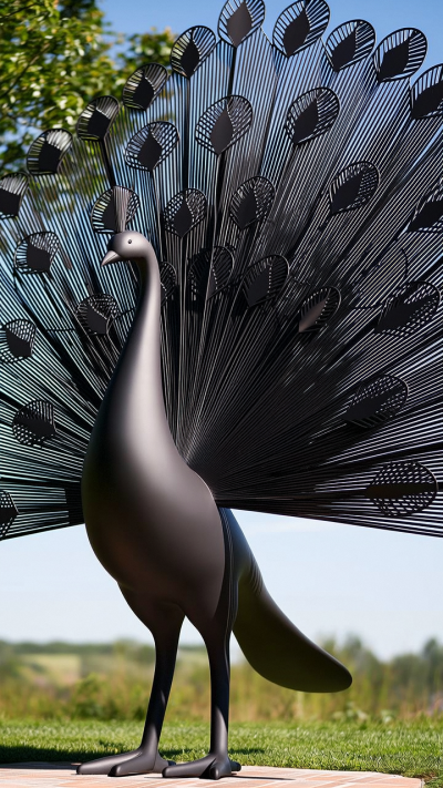 不銹鋼孔雀開(kāi)屏雕塑
