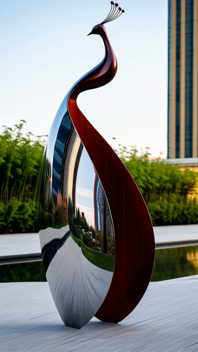 抽象藝術孔雀不銹鋼雕塑