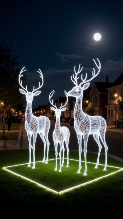 編織網(wǎng)格不銹鋼梅花鹿雕塑