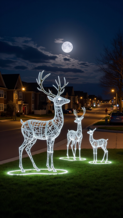 不銹鋼編織發(fā)光梅花鹿雕塑