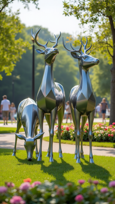 不銹鋼仿真梅花鹿雕塑