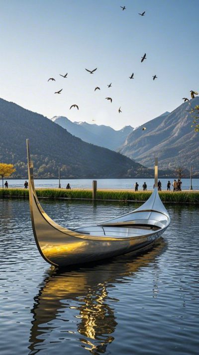 異域風(fēng)不銹鋼小船雕塑