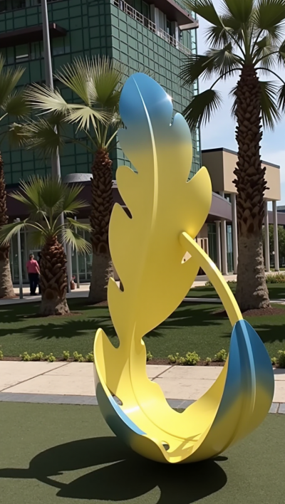 不銹鋼噴漆羽毛雕塑