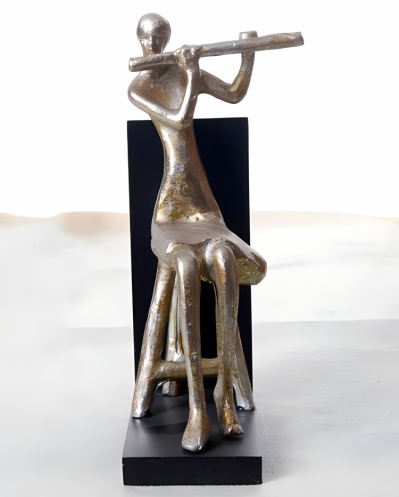 藝術(shù)景觀擺件黃銅雕塑吹笛子的人物雕塑