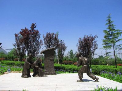 百里負(fù)米二十四孝鑄銅情景人物雕塑