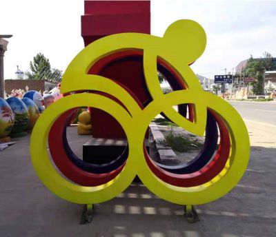 鐵藝創(chuàng)意抽象自行車雕塑騎車不銹鋼運(yùn)動(dòng)人物體育裝飾景觀擺件