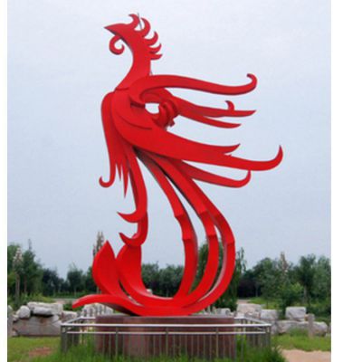 抽象不銹鋼鳳凰景觀雕塑