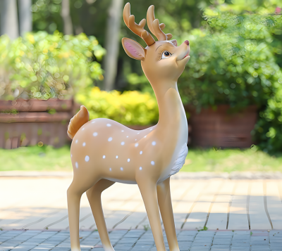 公園綠化動(dòng)物景觀擺件玻璃鋼卡通動(dòng)物擺件梅花鹿雕塑