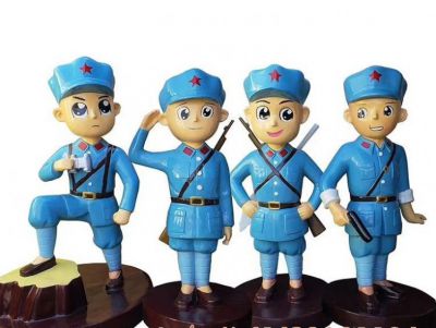 紅軍戰(zhàn)士卡通玻璃鋼八路軍雕塑