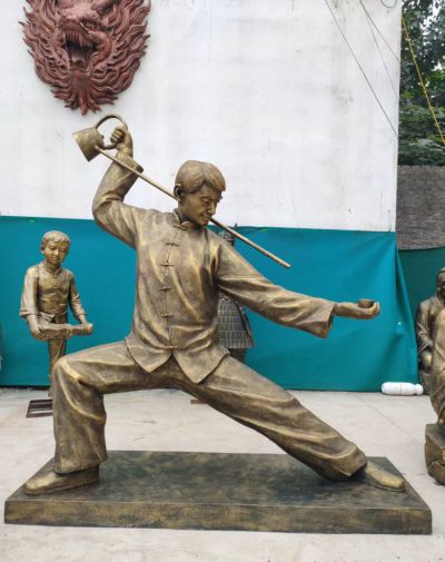 功夫茶玻璃鋼倒茶的人物雕塑