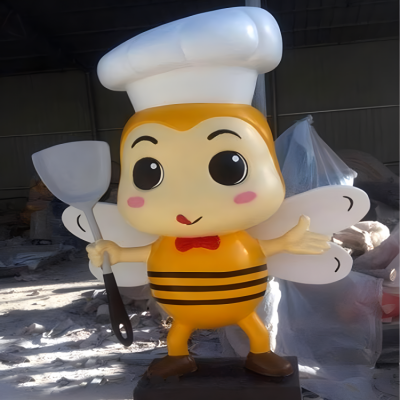 創(chuàng)意玻璃鋼卡通蜜蜂廚師雕塑