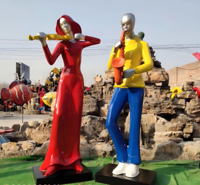 抽象玻璃鋼演奏人物雕塑