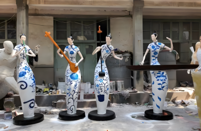 園林擺件玻璃鋼抽象音樂人物雕塑