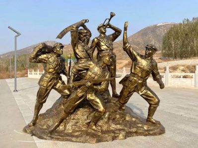 抗戰(zhàn)人物群玻璃鋼仿銅雕塑