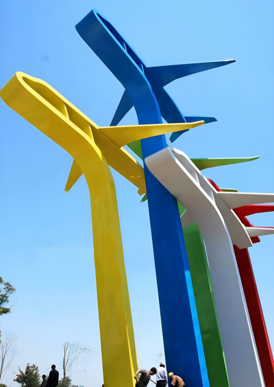 抽象不銹鋼飛機(jī)雕塑