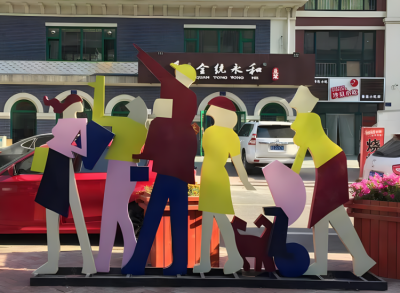 不銹鋼剪影購(gòu)物主題人物雕塑