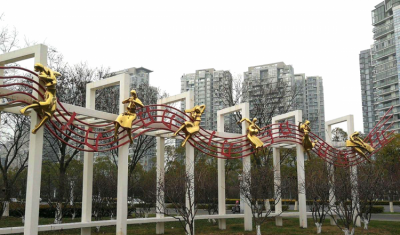 春天的樂章，不銹鋼抽象音樂人物雕塑