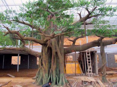 玻璃鋼、泡沫、水泥，仿真大樹雕塑