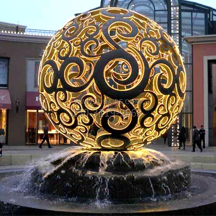 發(fā)光不銹鋼鏤空球雕塑 發(fā)光不銹鋼鏤空球雕塑